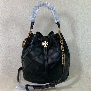 Tory Burch Black Soft Fleming Bucket Bag